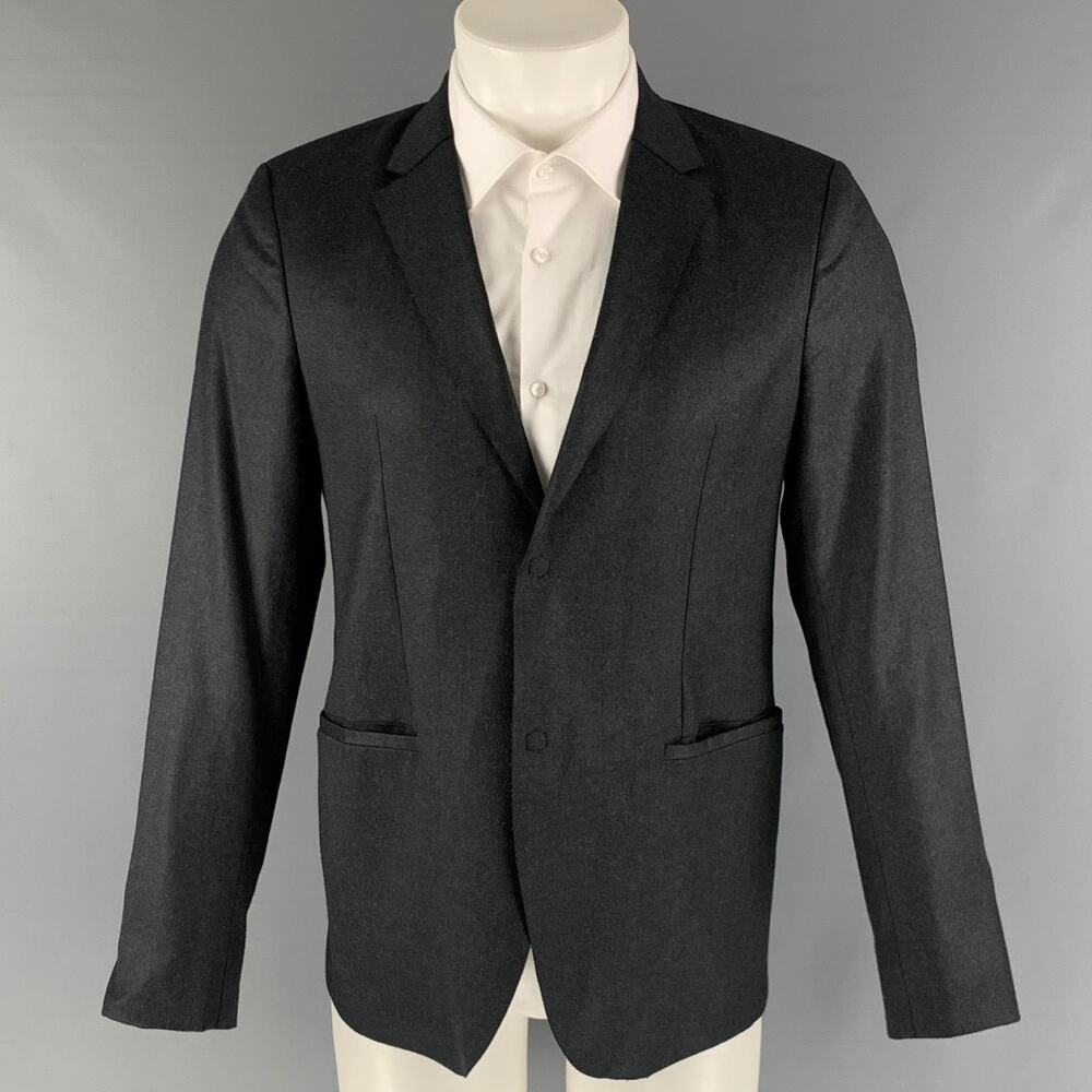 EMPORIO ARMANI Size 38 Charcoal Solid Wool Elastane Sport Coat